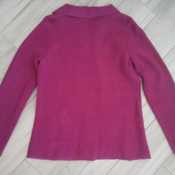 Liz & Co Raspberry Open Front Cardigan Sweater Jacket   Size M - Picture 2 of 3
